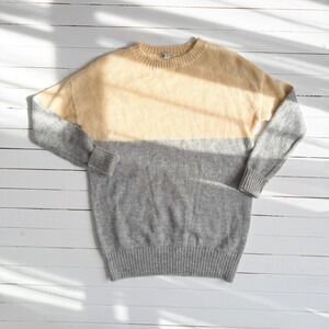GAP mohair‎ sweater men's yellow gray colorblock sweater size S